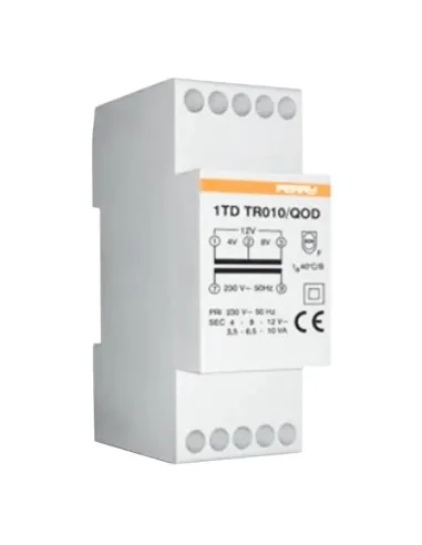 Trasformatore Perry 10VA uscite 4-8-12V 2 DIN 1TDTR010/QOD