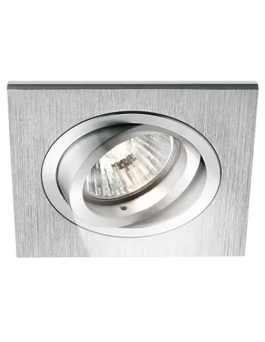 Noble square recessed spotlight in satin aluminum, adjustable 230V 50W 9088