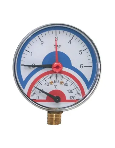 Ferrari thermomanometer radial connection 80 mm 1/4 with check valve 110529/6