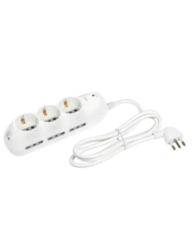 Bticino Slot power strip 9 German sockets 6 bypass 10/16A switch and lightning protection white 3699DBF