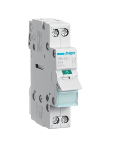 Hager 2P 25A disconnect switch 1 module SBN225