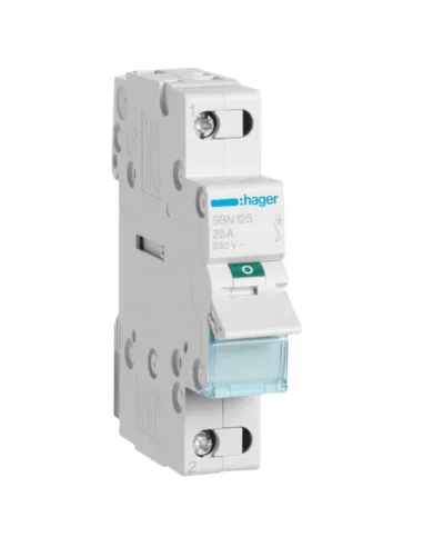 Hager 1P 25A disconnect switch 1 module SBN125