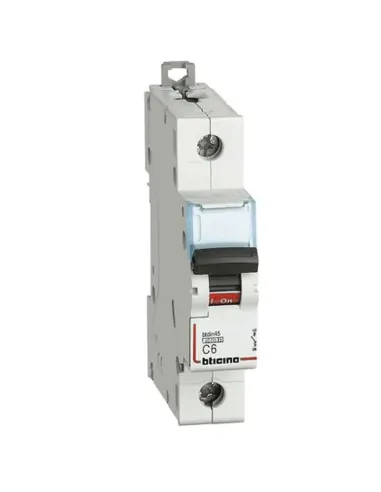 Bticino 1-pole thermomagnetic circuit breaker 4.5KA 6A FA81C6