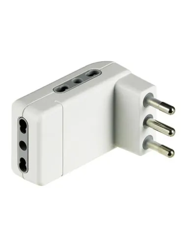 Bticino space-saving Corner adapter 3 double-step sockets and 16A plug white S3606DE