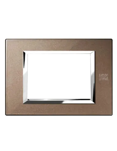 Urmet Simon Nea 3-module plate in polished bronze 13903.BL