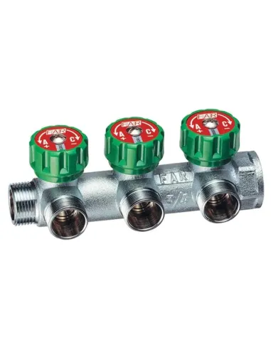 Collettore Far 3850 MF 3 Vie 3/4" con arresti manuali 3850 34