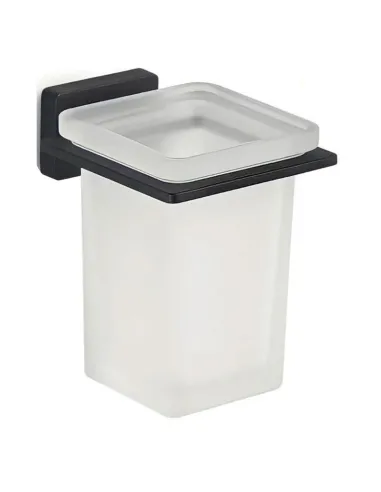 Gedy Atena wall toothbrush holder in matte black and glass