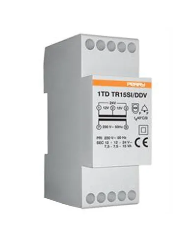 Trasformatore Perry 15VA uscite 4-8-12V 2 DIN IP40 1TDTR15SI/QOD