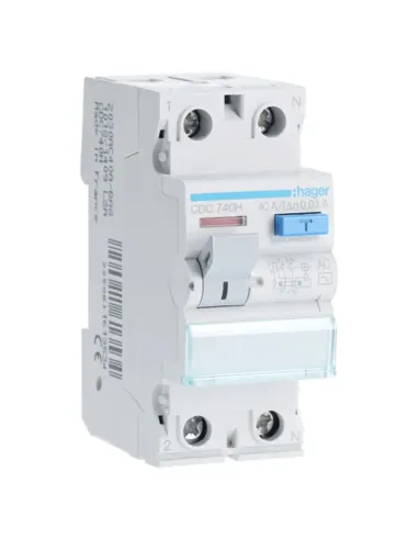 Interruttore differenziale Hager 2P 40A 30MA AC 2 moduli CDC740H