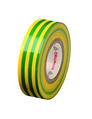 Yellow/green Cellpack PVC insulating tape 0.15mm x 19mm x 25m 145796