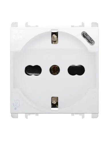 Schuko socket P40 Urmet Simon Nea 250V with USB 5V 3A Ice White 10312/2BG