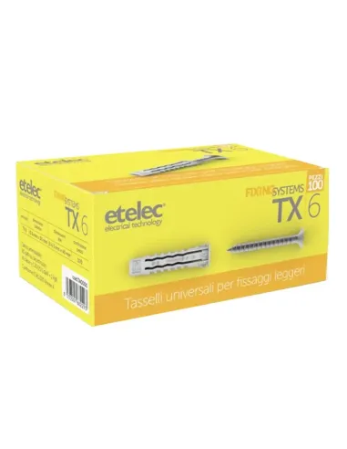 Etelec nylon anchors with screws 6X30mm 100 pieces TA0001