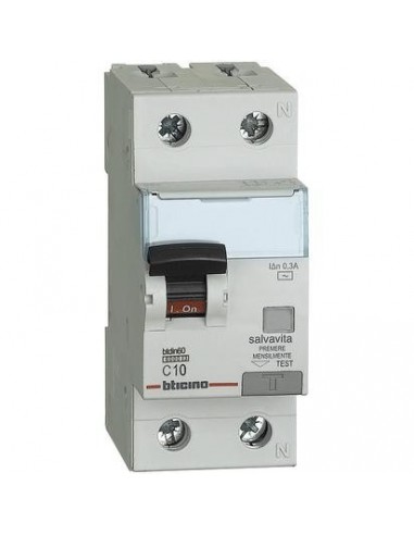 BTicino GN8814AC10 Btdin - magnetotermico differenziale AC 1P+N 10A 300mA