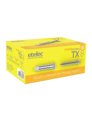 Etelec nylon anchors with screws 8x40mm 50 pieces TA0002