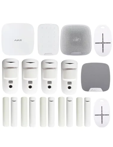 Kit Antifurto Ajax Wireless con centrale Hub2 plus 4G 2 SIM WI-FI + PIR Bianco