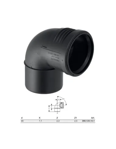 Curva innesto Geberit SILENT-PP a 87,5° ø40 mm 390.124.14.1