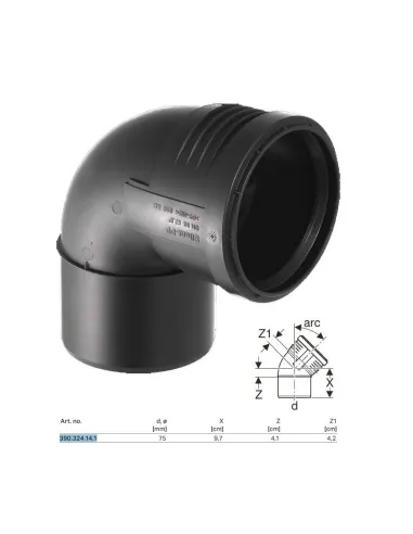 Built-in curve Geberit SILENT-PP a 87,5° ø75 mm 390.324.14.1