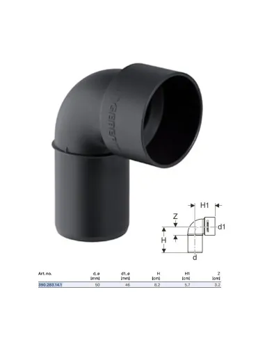 Silent-PP Technical curve GTSW ø50x46mm + cap Protolo 390.283.14.1