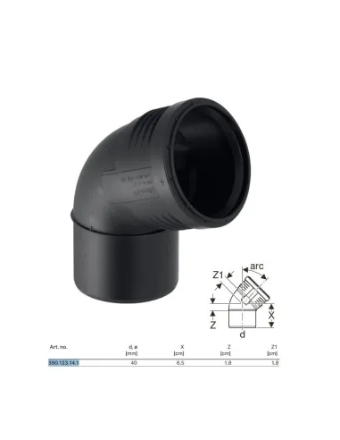 Built-in curve Geberit SILENT-PP a 67,5° ø40 mm 390.123.14.1