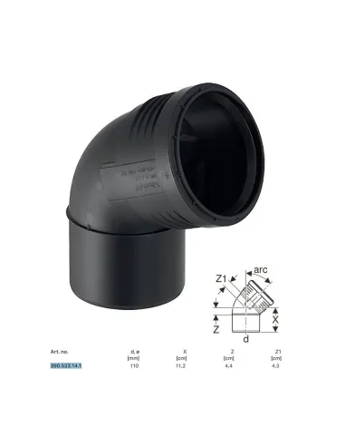 Geberit SILENT-PP connection curve at 67.5° ø110 mm 390.523.14.1