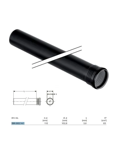 Silent-PP GTEM tube with 1 glass ø110 x L.500 mm 390.502.14.1