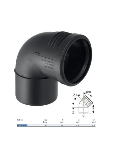 Built-in curve Geberit SILENT-PP a 87,5° ø90 mm 390.424.14.1