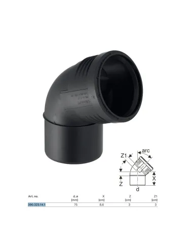 Built-in curve Geberit SILENT-PP a 67,5° ø75 mm 390.323.14.1