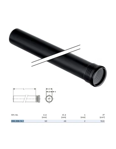 Silent-PP GTEM tube with 1 glass ø50 x L.2000 mm 390.206.14.1