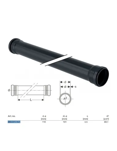 Silent-Pro tubo con 2 bicchieri ø110 x L.1000 mm 393.511.14.1