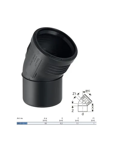 Built-in curve Geberit SILENT-PP a 30° ø50 mm 390.221.14.1