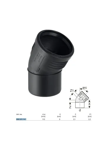 Geberit SILENT-PP connection curve at 30° ø110 mm 390.521.14.1