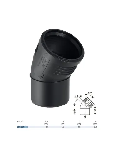 Built-in curve Geberit SILENT-PP a 30° ø32 mm 390.021.14.1