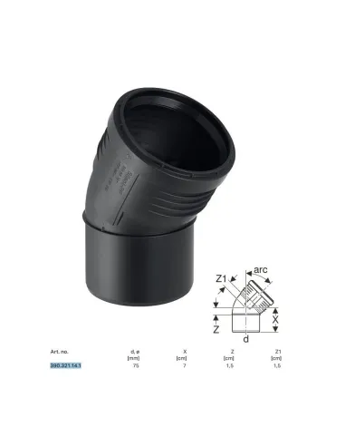 Built-in curve Geberit SILENT-PP a 30° ø75 mm 390.321.14.1