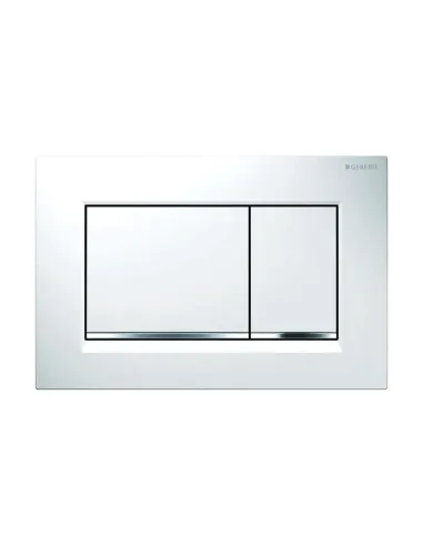 SIGMA30 dual flush flush plate, white plate and buttons, design profiles and chrome finish frame