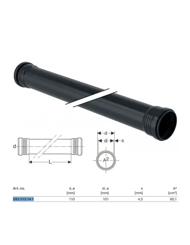 Silent-Pro tubo con 2 bicchieri ø110 x L.2000 mm 393.513.14.1