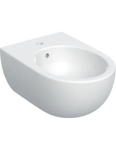 SELNOVA PREMIUM wall-hung bidet with hidden fixing, with tap hole and overflow, white colour, glossy finish 501