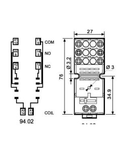 FINDER [601280120040] Rele' Octal 10A -250V bobina 12VAC 2 contatti