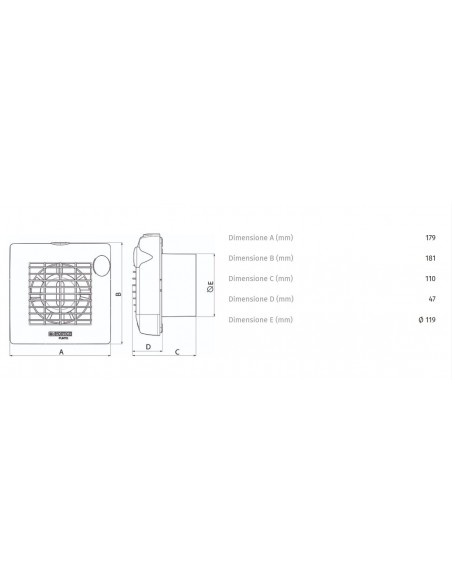 Vortice 11301 Punto - aspiratore elicoidale da muro/vetro M 120/5