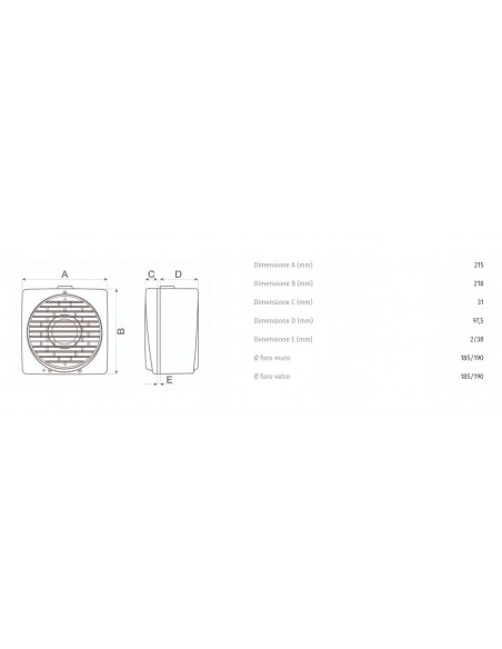 Vortice 12611 Vario - aspiratore elicoidale da muro/vetro 150/6 P